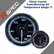 R-SPEC 52mm Crystal Peak/Warning Oil Temperature Gauge °C Car Gauge New In